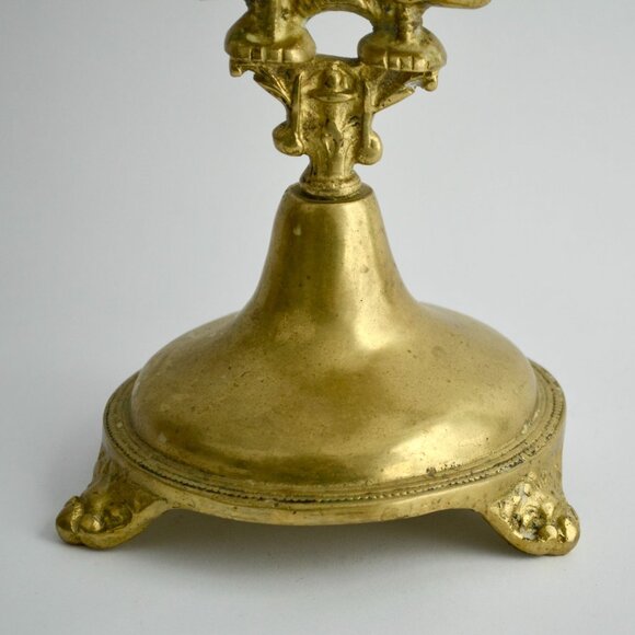 Vintage Brass Figural Candelabra 3-Arm Pre-Columbian Style Tribal Design Candle - Picture 6 of 14